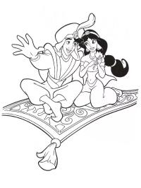 Aladdin és Jázmin a repülő szőnyegen