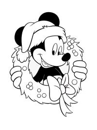 Mickey egér egy karácsonyi koszorúban