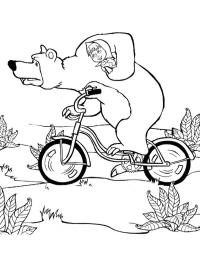 Medve és Mása a biciklin