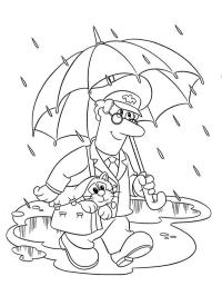 Postás Patrick az esőben