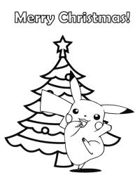 Pikachu a karácsonyfa mellett