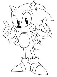 Sonic a levegőbe emelt ujjakkal