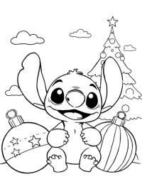 Stitch karácsonyi gömbökkel