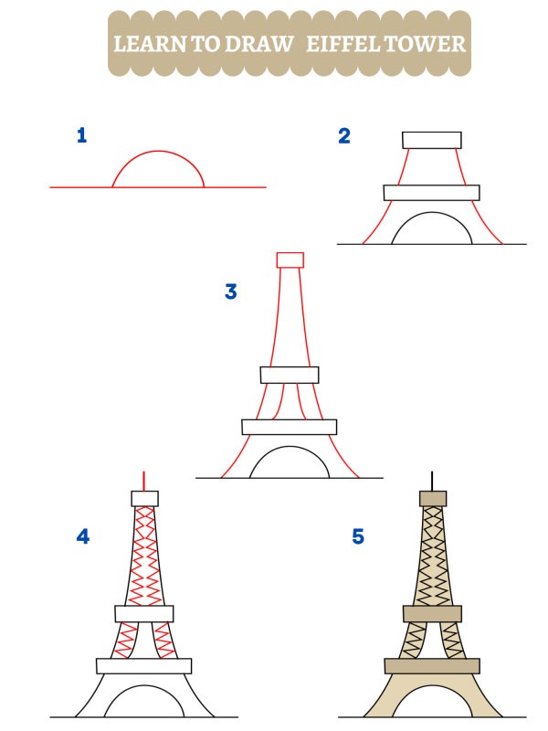 Hogyan rajzold le az Eiffel-tornyot