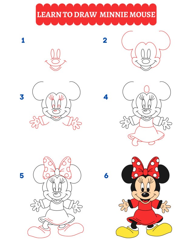 Hogyan rajzoljunk Minnie egeret?