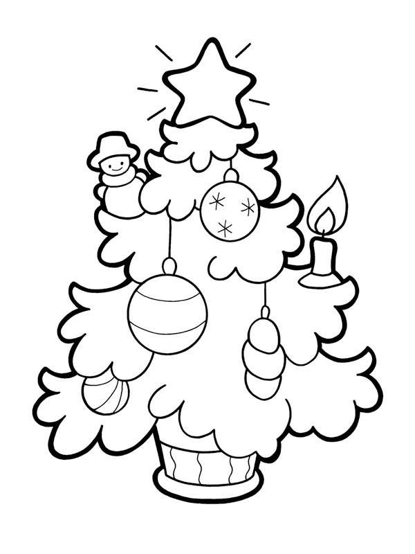 Karácsonyfa - egyszerű, gyertyával Kifestő