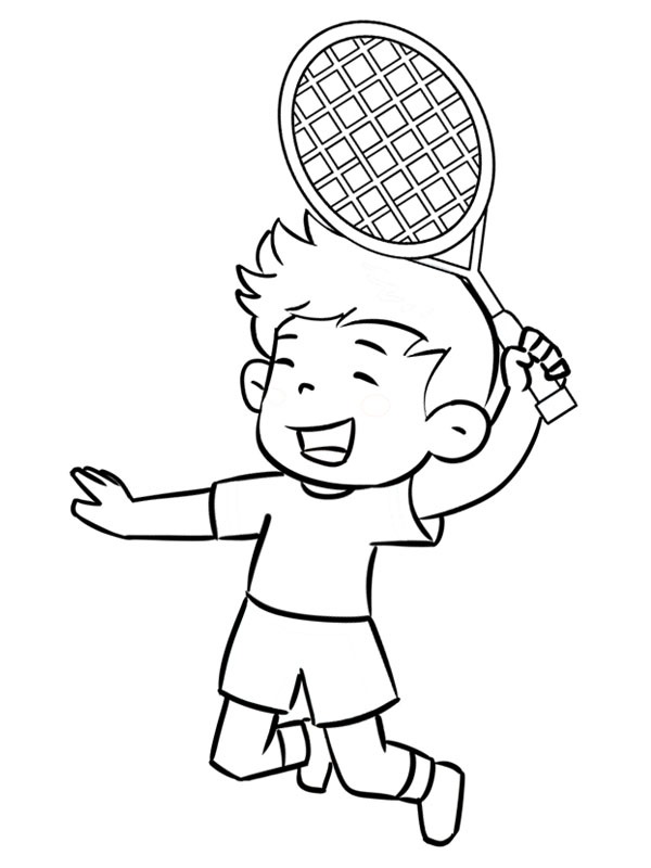 Kisfiú teniszütővel Kifestő