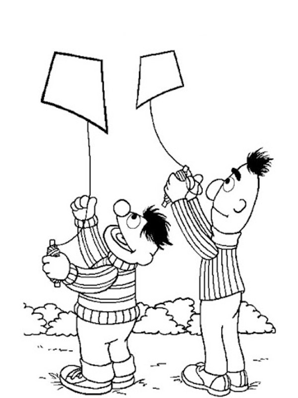 Bert és Ernie papírsárkányt reptetnek Kifestő
