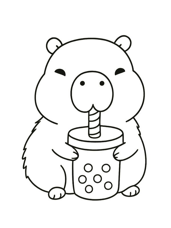 Capybara bubor&eacute;kte&aacute;t iszik Kifestő