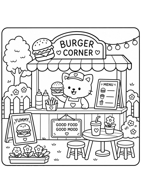 Cozy hamburgerező Kifestő