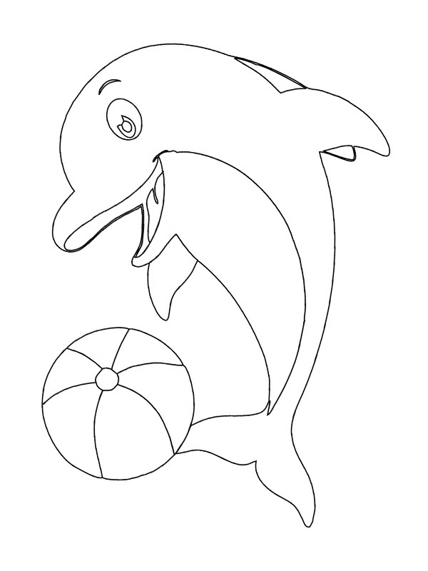 Vidám delfin labdával Kifestő