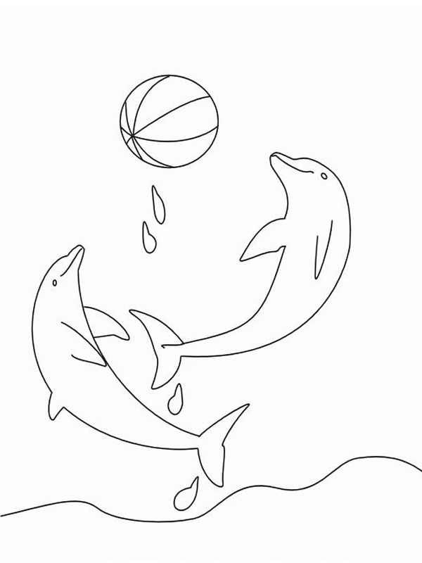 2 delfin labdával játszik Kifestő