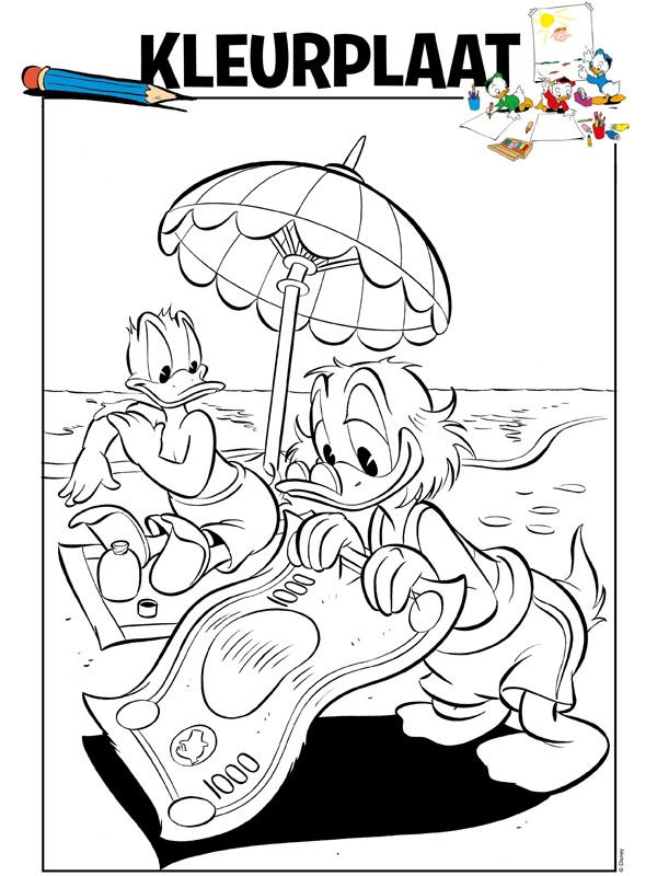 Donald kacsa és Dagobert bácsi a strandon Kifestő
