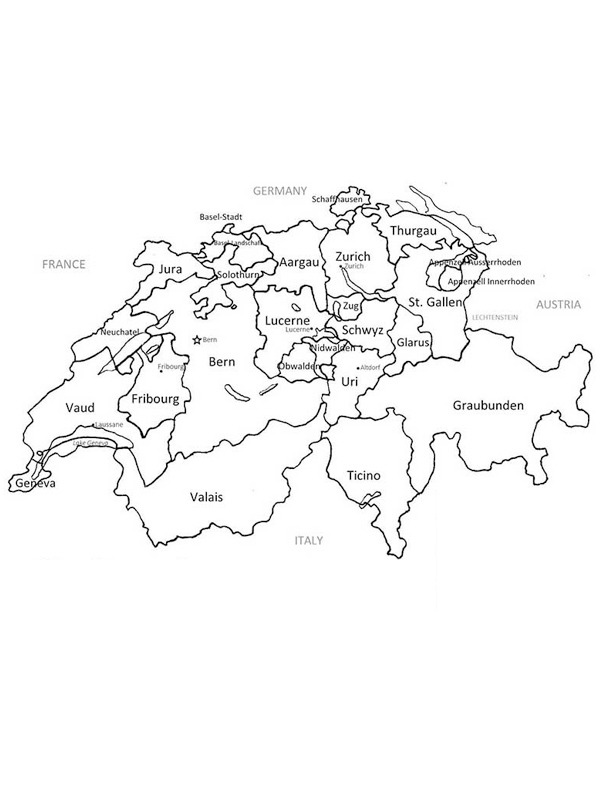 Svájc térképe Kifestő