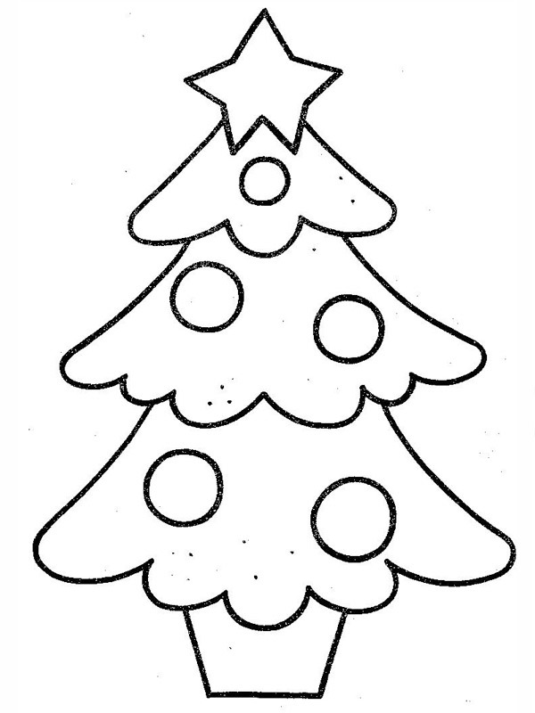 Karácsonyfa - egyszerű, 5 gömbbel, csúcsdísszel Kifestő
