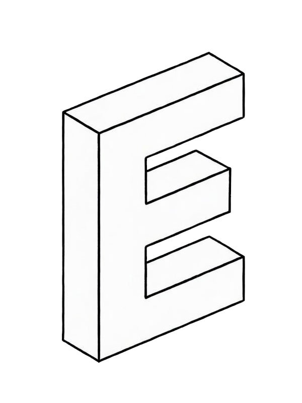 3D-s E betű Kifestő