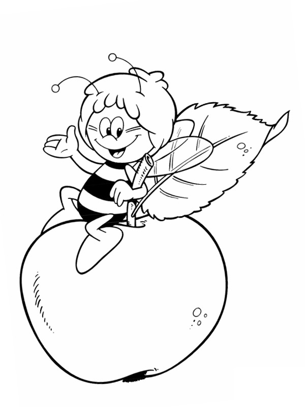 Maja, a méhecske almán ül Kifestő