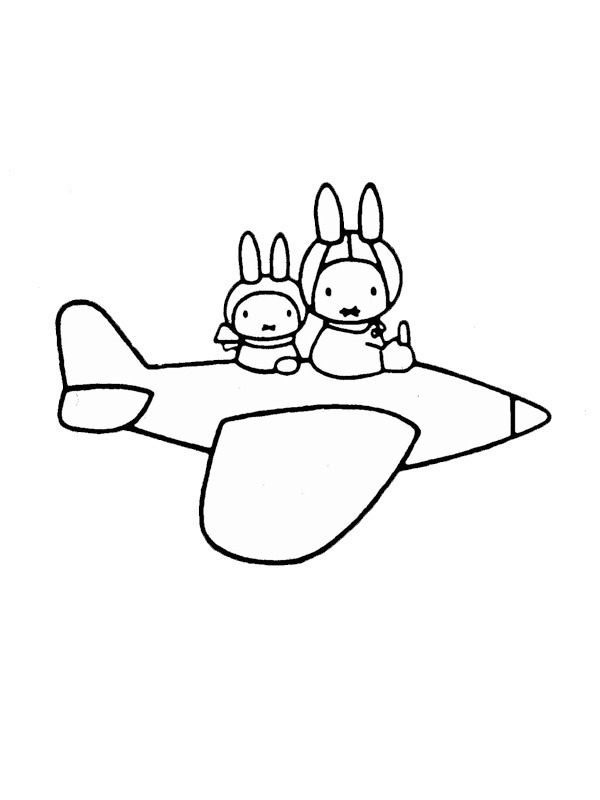 Miffy nyuszi a repülőgépen Kifestő