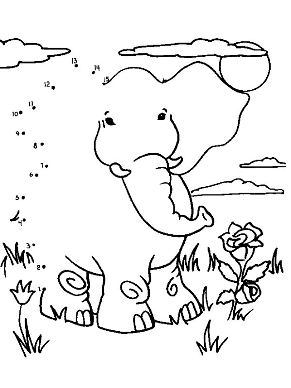 Elefánt pontösszekötő Kifestő