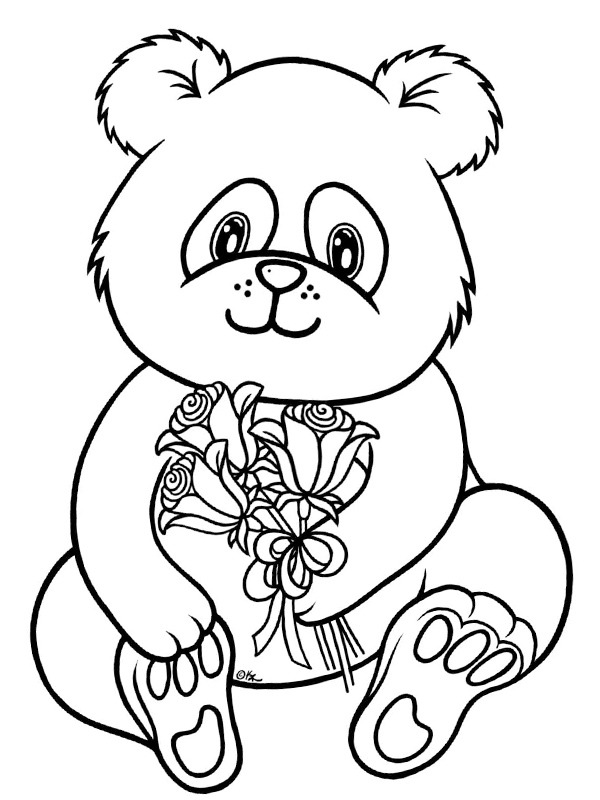 Pandamaci virágcsokorral Kifestő