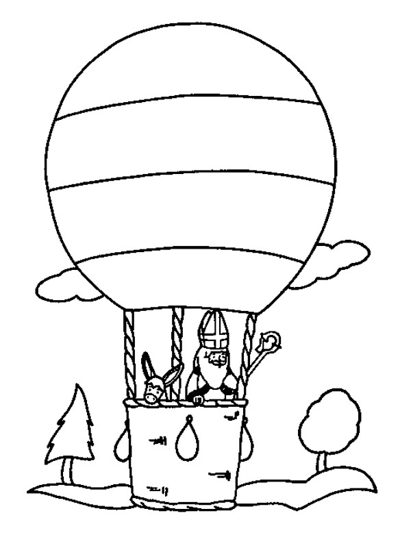 Mikulás hőlégballonban Kifestő