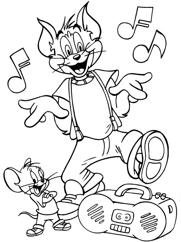Tom és Jerry zenét hallgat Kifestő