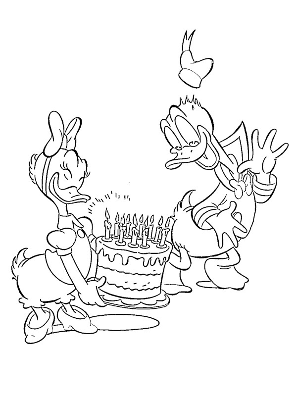Donald kacsa szülinapi tortája Kifestő